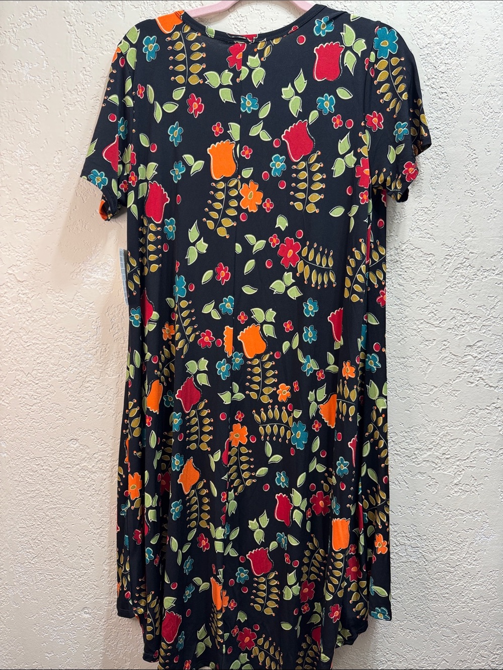 LuLaRoe Carly Dress NWT Medium Floral High Low Swing Pocket Dress - Picture 7 of 9